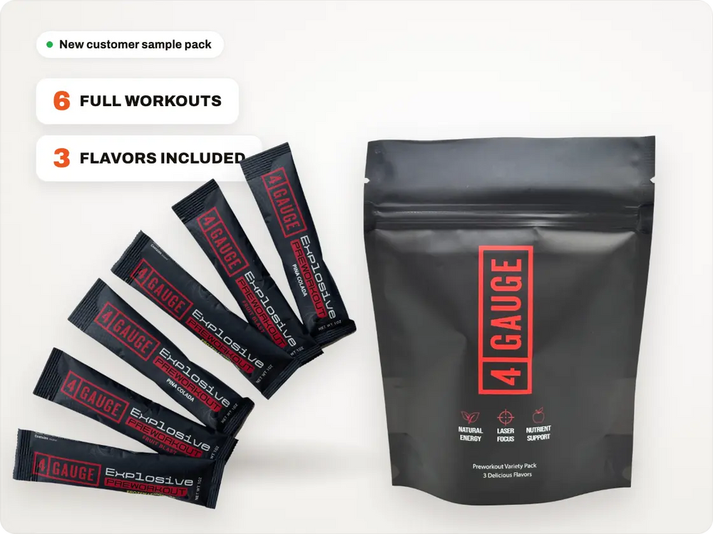 4 Gauge 6-workout sample pack with all three flavors