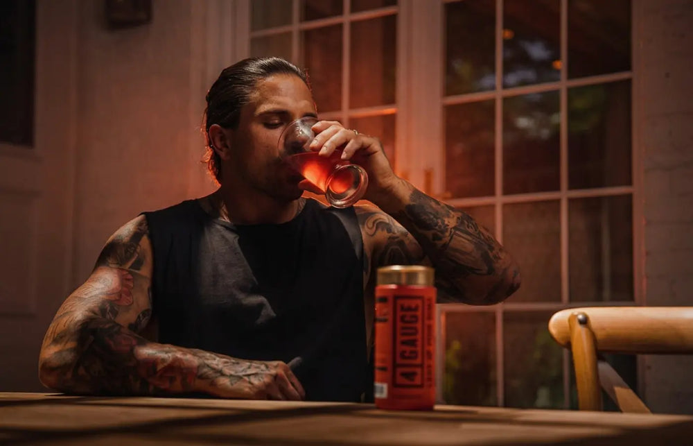 Athlete using 4 Gauge pre-workout before training