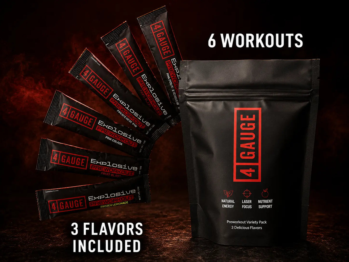 4 Gauge 6 Workout Sample Pack with all three flavors
