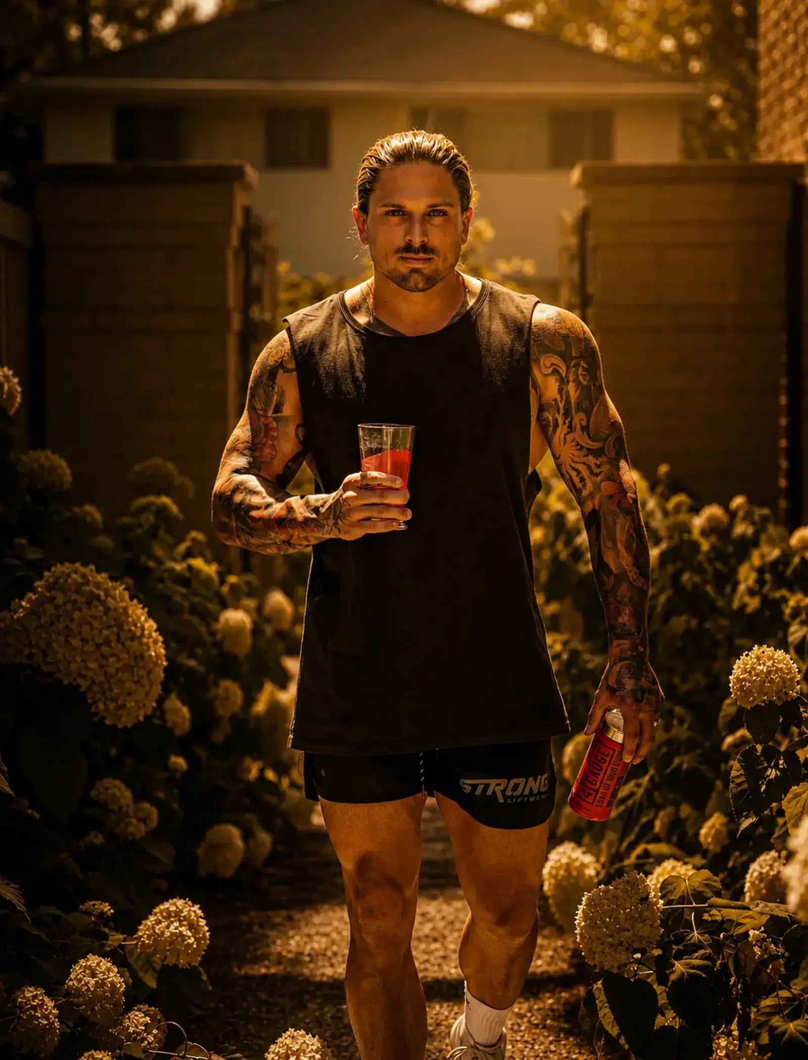 Athlete training in a dark cinematic gym